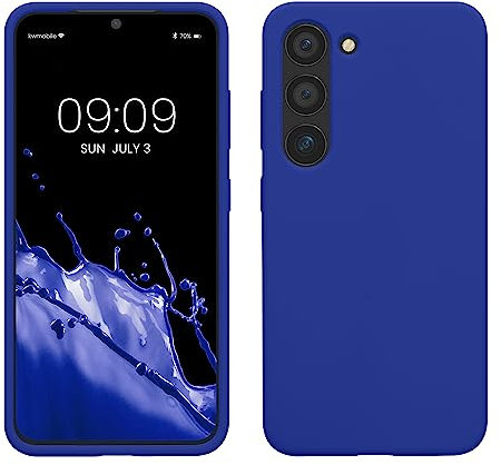 kwmobile Hülle kompatibel mit Samsung Galaxy S23 Hülle - dünnes Silikon Handy S23 Case - stoßfeste S23 Handyhülle weiche Oberfläche - Kabelloses Laden - Baltik Blau