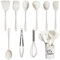 UXIYI Juego de utensilios de cocina de silicona, conjunto de utensilios de cocina 10pcs, incluida la espátula Turner Cooking Tong Spoon antiadherente resistente al calor,Blanco