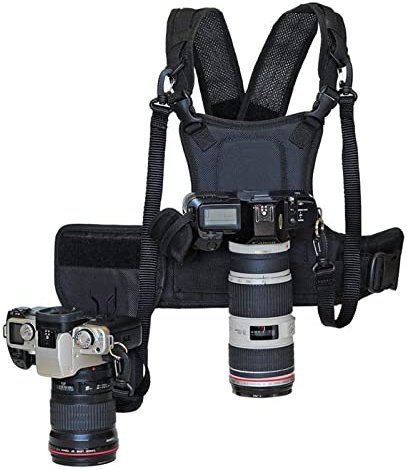 FrEshn Shoulder Strap Carrying 2 DSLR Camera Double Shoulder Strap, Chest Harness System Vest Photography Belt for SLR/Camcorders Double shoulder straps