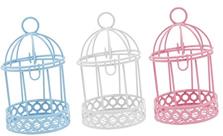 minkissy 3st Mini-vogelkäfig-ornament Rundes Regal Kerzenhalter Vogelkäfig-dekor Vogelkäfig Laterne Esstischdekoration Desktop-vogelkäfig-ornamente Eiserner Vogelkäfig Schmiedeeisen Metall