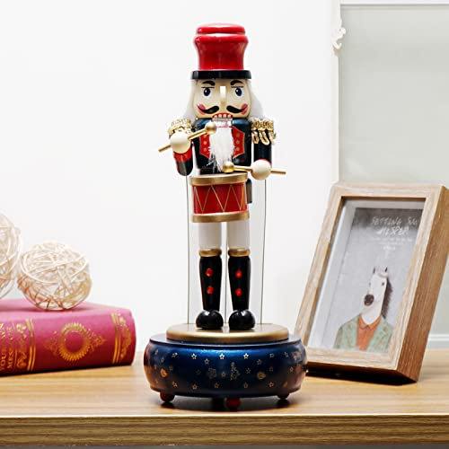 Rehmanniae Casse Noisette Noel 32CM Casse-Noisette Soldat Figurine en Bois De Noël, Classique Nutcracker Figurine, Casse Noisette en Bois avec Boîte À Musique pour Maison Table Decoration De Noël