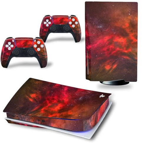PS5 Disc Version Skin for Console and Controllers, Vinyl Sticker Play-Station 5 Skins, Wrap Decal Cover Protective Accessories for PS5 Disc Edition(Red Volcano)