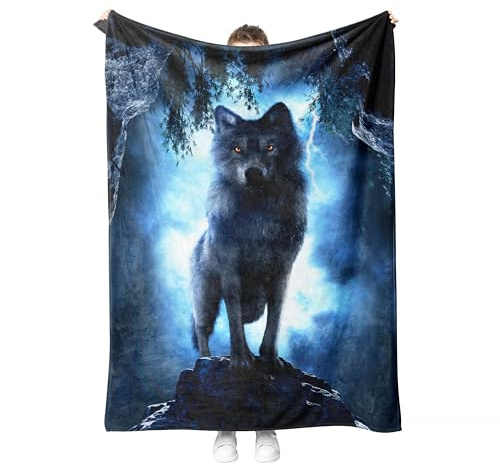 Wölfe Kuscheldecke Flanell Decke Wölfe Fleecedecke Flauschig Weich und Warme,3D Wolfsdruck-Decke Sofadecke Couchdecke Für Teens Erwachsene. (W5, 150x200 cm)