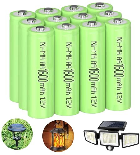 Lombaour NiMH-Batterien, AA-Größe, 1600 mAh, wiederaufladbar, 1,2 V, hohe Kapazität, vorgeladen, Doppel-A-Akku für Tastatur, Maus, Spielzeug (12 Stück)