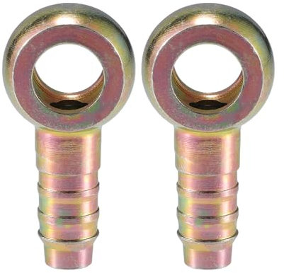 A ABSOPRO Universal Banjo Bolt 12mm OD Banjo Bolt Hose Barb Fitting Adapter Replacement for Motorcycle Car Metal Bronze Tone (Set of 2)