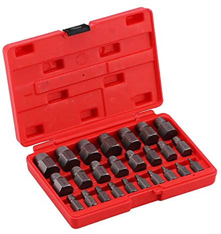 Ensemble D'extracteurs de Vis 25 Pièces, Kit D'extracteur de Boulon endommagé en Acier 42CR Compatible avec Foret Hexagonal, Kit D'outils de Retrait Métrique pour