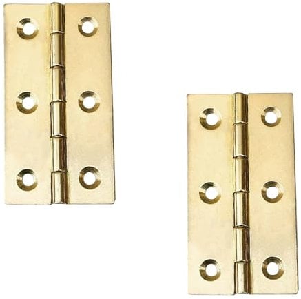 2 Pcs 3 Door Hinges Brass Folding Hinges for Gate Window Closet Drawer Boxes