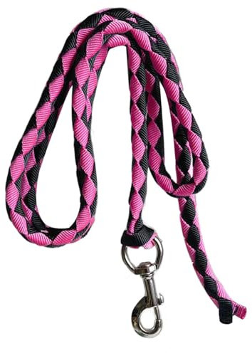 Colcolo Führstrick für Pferde mit Karabinerhaken, starker Führstrick für Pferde, Befestigung am Halfter oder Geschirr für Training und Spazierengehen, 2.5 m, Rosa und Schwarz
