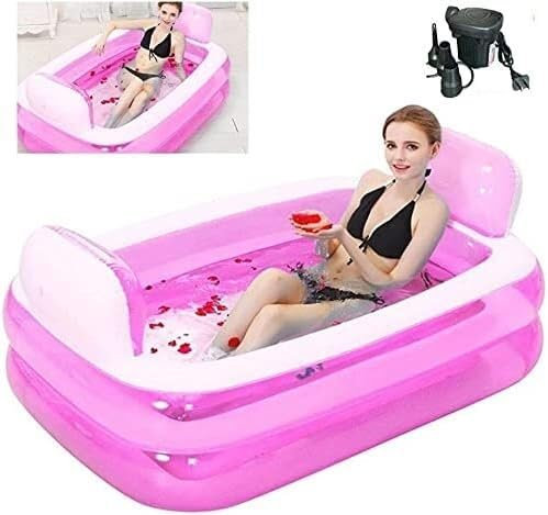 SSDDLZEQ Badewanne, abnehmbare Innenbadewanne, geeignet for Erwachsene, Faltbare, gepolsterte aufblasbare Badewanne (Color : Pink)