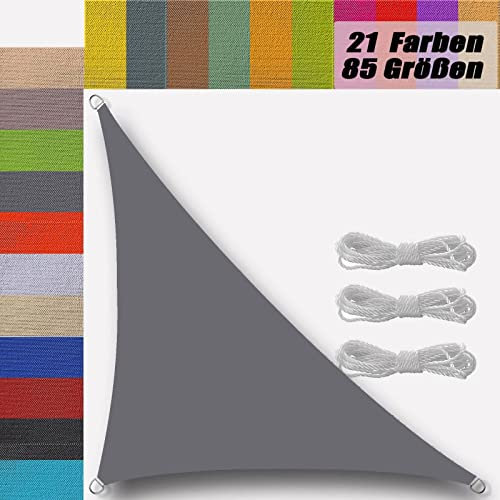 Ufamiluk sonnensegel 1.5x1.5x2.1m Dreieck Rechter Winkel Segeltuch wasserdicht sonnensegel nach maß Balkon Regenschutz 95% UV Schutz Windschutz Überdachung Plane für Garten Terrasse Outdoor Grau