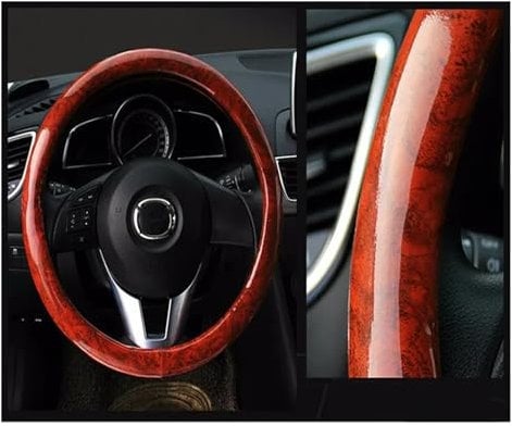 Lenkradbezug Auto Auto Holz Lenkradbezug Holz Styling Für Accord Lenkradabdeckung(Brown and Black)