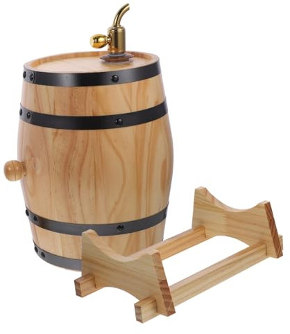 COLLBATH Weinfass Aus Eiche Eimer Bierzapfanlage Whisky Dekanter Schnapsspender Eisgetränke-Server Getränkespender Mit Zapfhahn Saftbehälter Dekanter Für Weinflaschen Rostfreier Stahl