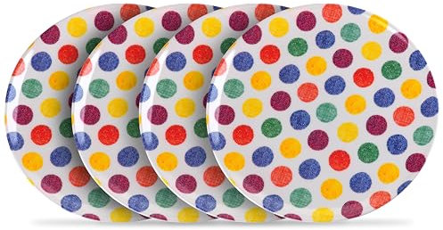 BWG Melamine Plastic Side Plate Set - Polka Dot - Set of 4