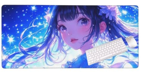 Gaming Mauspad Anime Schönheit Mauspad, Mousepad XXL 700x300 mm, Mauspad Gaming Zubehör mit Anti Rutsch Basis Mouse Pad Wasserdicht und Langlebig Gaming Zubehör für Home Office Zimmer Deko S-2707