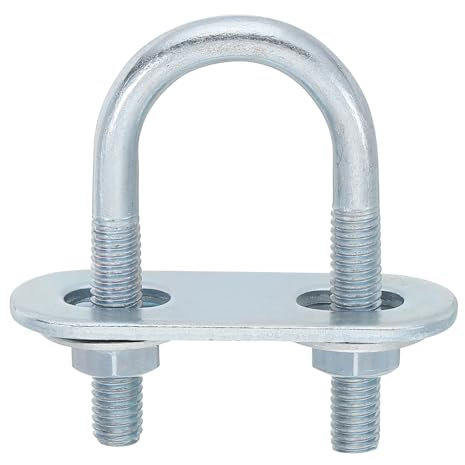 sourcing map Round U-Bolts, 2 Set 20mm Inner Width 50mm Length M6 Zinc-Plated Carbon Steel U Clamp Bolt with Nuts and Plates, for Boat Trailer