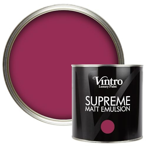 Vintro | Luxury Matt Emulsion | Smooth Chalky Finish | Multi Surface Paint | for Walls, Ceilings, Wood and Metal 2.5L (Magenta - Rosy Raven, 2.5 Litre)
