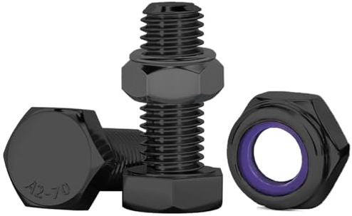 Drenky Bulloni e Dadi Autobloccanti Nero M10 X 16 mm 10 Pezzi Esagonale Bulloni E Dadi Set M10 Acciaio Inossidabile A2 V2A Assortimento Di Viti con Dadi Per Macchinari, Mobili, Biciclette