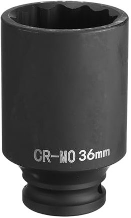 sourcing map 12-Point Deep Impact Socket 1/2 Inch Drive 36mm Metric Chrome Molybdenum Alloy Steel Spindle Axle Nut Impact Socket