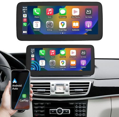 Ninetom Autoradio 12,3 Zoll Touchscreen mit kabellosem Carplay und Android Auto für 2013-2015 Mercedes Benz E-Klasse W212 NTG4.5/4.7, unterstützt Mirrorlink, Kamera, Navigation