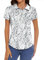 IECCP Womens Short Sleeve Golf Polo Shirts Collared Quick Dry Lightweight Moisture Wicking T-Shirt Summer Work Casual Tennis Tops 3 Buttons 2025 (White Floral,XL)