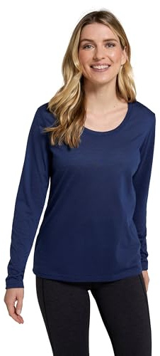 Mountain Warehouse Agra Womens Long-Sleeve Slub Top - Moisture Wicking, Breathable & Quick Drying Lightweight Ladies Tee Shirt - Spring Summer Holiday & Outdoors Navy 18