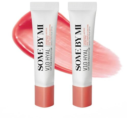 SOME BY MI V10 Hyal Lip Sun Protector Rosy – 2er Pack – Getönter SPF15-Lippenbalsam mit Hyaluronsäure & Vitamin E – Für trockene & empfindliche Lippen – Koreanische Hautpflege