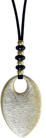 ASTER ALHELÍ Collier Long Femme en Agate Noire et Zamak Doré – Design Artisanal Réglable – Élégance pour le Quotidien, le Bureau et les Soirées – Idée Cadeau Bijou