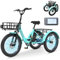 MOONCOOL Folding Electric Bike for Adults, 20 Folding Electric Trike with 36V 20AH Removable Battery, 250W Motor High Speed 3 Wheels Electric Bicycle, 650W Peak Power, 45NM E-Bikes with Large Baskets