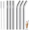 8 Pièces Paille Bubble Tea Inox, Pailles Métalliques Réutilisables, Pailles en Acier Inoxydable, avec 2 Brosses de Nettoyage, 10mm Large Paille pour Bubble Bille pour Smoothie, Bubble Tea