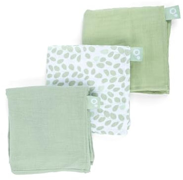 Doomoo 3er-Set Mulltücher Baby| 70x70 cm| Bio-Baumwolle| extra weich & saugfähig| Musselintücher Neugeborene| Spucktücher Baby | waschbar | Grün