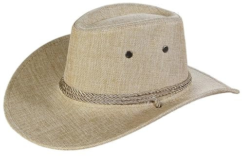 BESTORI Sombrero de Cowboy de Paja Occidental Sombrero de Vaquero Protección UV Transpirable Beige