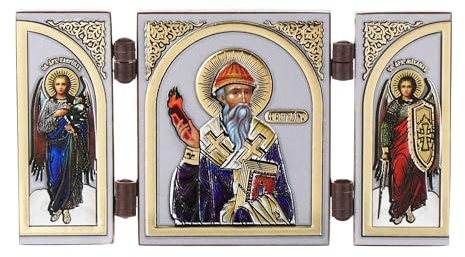 NKlaus Triptychon aus Holz, Heiliger Spyridon, 9,5x5,2x0,6cm, 1 Stück