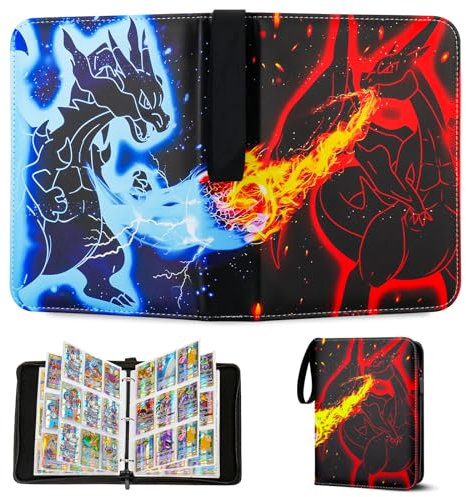 Sammelalbum für Karten,900 Karten Sammelkarten Album 9 Taschen 50 Seiten Sammelmappe karten Ordner Heft,Hochwertiges Wasserdicht PU Leder Card Collection Sammelheft,Geschenk für kinder (SL900)