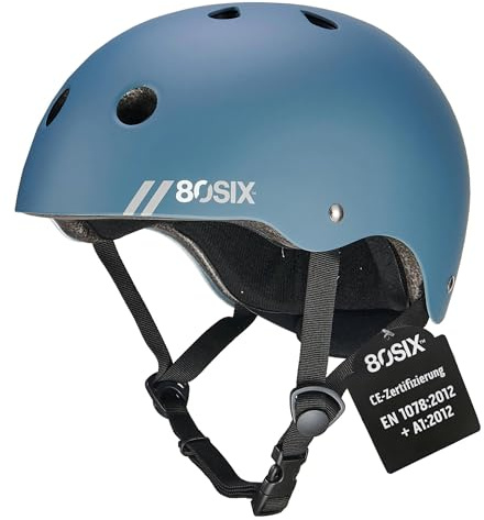 80SIX Hybrid Halo Deluxe Helm mit Fit Dial – CE EN1078 Zertifiziert, Multi-Sport Schutzhelm für Skateboard, Fahrrad, Scooter, BMX und Rollschuhlaufen – Kinder & Erwachsene