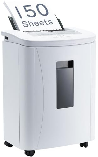 Fonirvanic Schredder Aktenvernichter Automatischer Einzug：150 Blatt Dokumente Vernichten Kreditkarten Büroklammern 25L Behälter 3 * 10mm Partikelschnitt P-4 für Heim Büro Unternehmen Schule