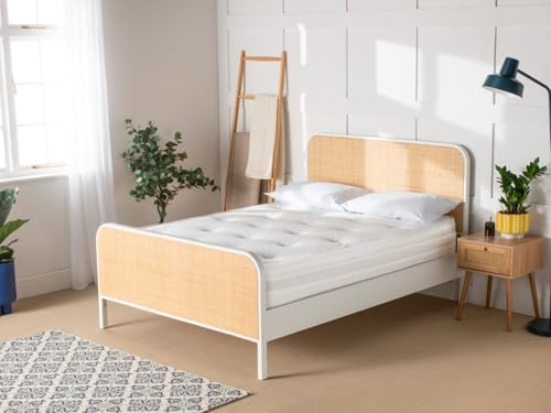 Snuggle Beds Clementine Rattan Bed - Solid Wood - 5FT King Size (White)