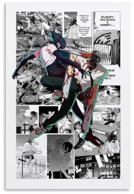 KXDUSZO Klassische Anime Chainsaw Manga Man Reze Arc Für Zimmer, Ästhetische Leinwand-Wandkunst, Schlafzimmer-Dekor Poster 12x18inch(30x45cm)