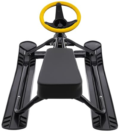 Dfmyhked Snow Racer Sled, Steerable Ski Slider with Twin Serrated Brakes, 220lbs Load Capacity Winter Sport Sled for Adults Children (Black)