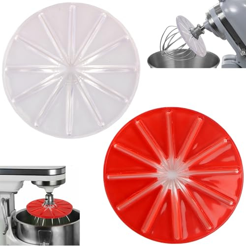 Splash Guard for Stand Mixers, Round Stand Mixer Wiper, Mixing Head Anti-Splatter Baffle Wiper Attachment, Anti-Splatter Baffle for Tilt Head & Bowl Lift Stand Mixer (White + Red)