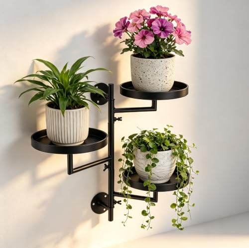 VeftBltrem Wandbehang Pflanzenständer Set, Blumenständer für Draußen, Plant Stand Indoor Outdoor, Pflanzenregal Hoch, Blumenregal Mehrstöckig, für Balkon, Wohnzimmer, Terrasse