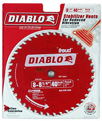 Diablo Finishing Saw Blade for Wood - 8-1/4 Diameter, 40 ATB Teeth, 5/8 Arbor, .094 Kerf, 15