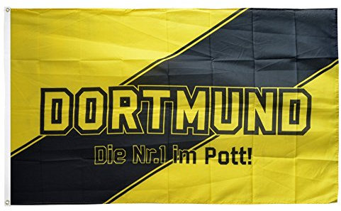 Flaggenfritze Fahne/Flagge Dortmund Streifen - Die Nr.1 im Pott + gratis Sticker