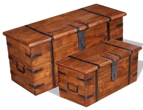 vidaXL 2-tlg. Truhen Set Massivholz