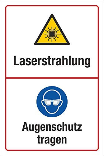 Schild Laserstrahlung Augenschutz tragen Hinweisschild 3 mm Alu-Verbund 300 x 200 mm
