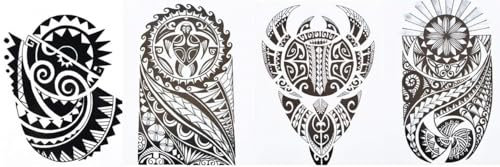 Tribal Maori Design Tattoos - 4 Bögen HB Set für Männer