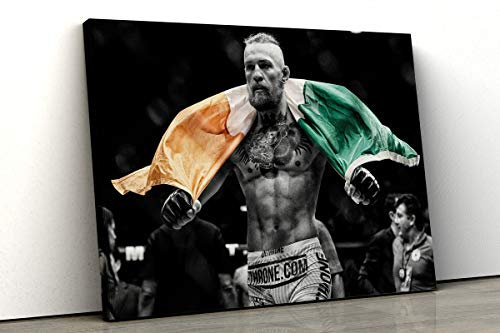 52 north Kunstdruck auf Leinwand, Wandbild Motiv Conor McGregor mit irischer Flagge, gerahmt, Wandkunst, inspirierendes Kunstwerk, Geschenk, pp248 (A4 (30,5 x 20,3 cm)