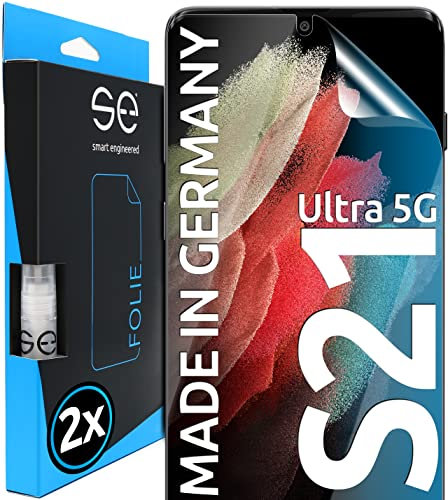 2x se® 3D SCHUTZFOLIE Transparent für Samsung Galaxy S21 Ultra,Selbstheilend, 100% Fingerabdruck & FaceID kompatibel, einfache blasenfreie Installation, Ultra-Klar, Stoß-Kratzfest, aus Deutschland