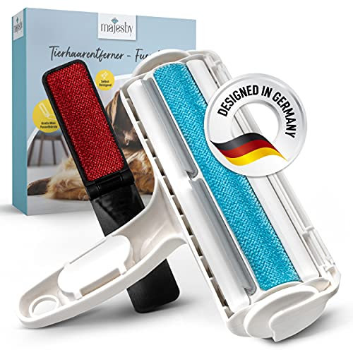 Majesby® Spazzola per pelucchi, per rimuovere i peli di animali domestici, per vestiti, tappezzeria e tessuti, rullo per pelucchi autopulente, con mini spazzola