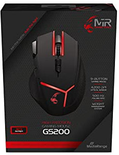 MediaRange MRGS200 Spielmaus mit 9 Tasten USB 2.0-Kabel schwarz/rot