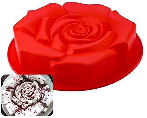 Holzsammlung Grand Moule à Gâteau en Forme de Rose Moule à Gâteau Anti Adhérent en Silicone Moule à Gâteau Moules de Cuisson Pour Fête en Famille, Entre Amis